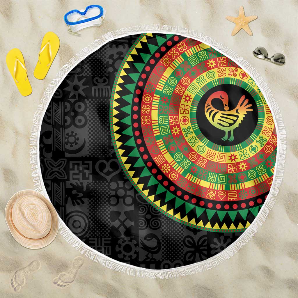 Sankofa Bird Adinkra Symbols Beach Blanket African Culture