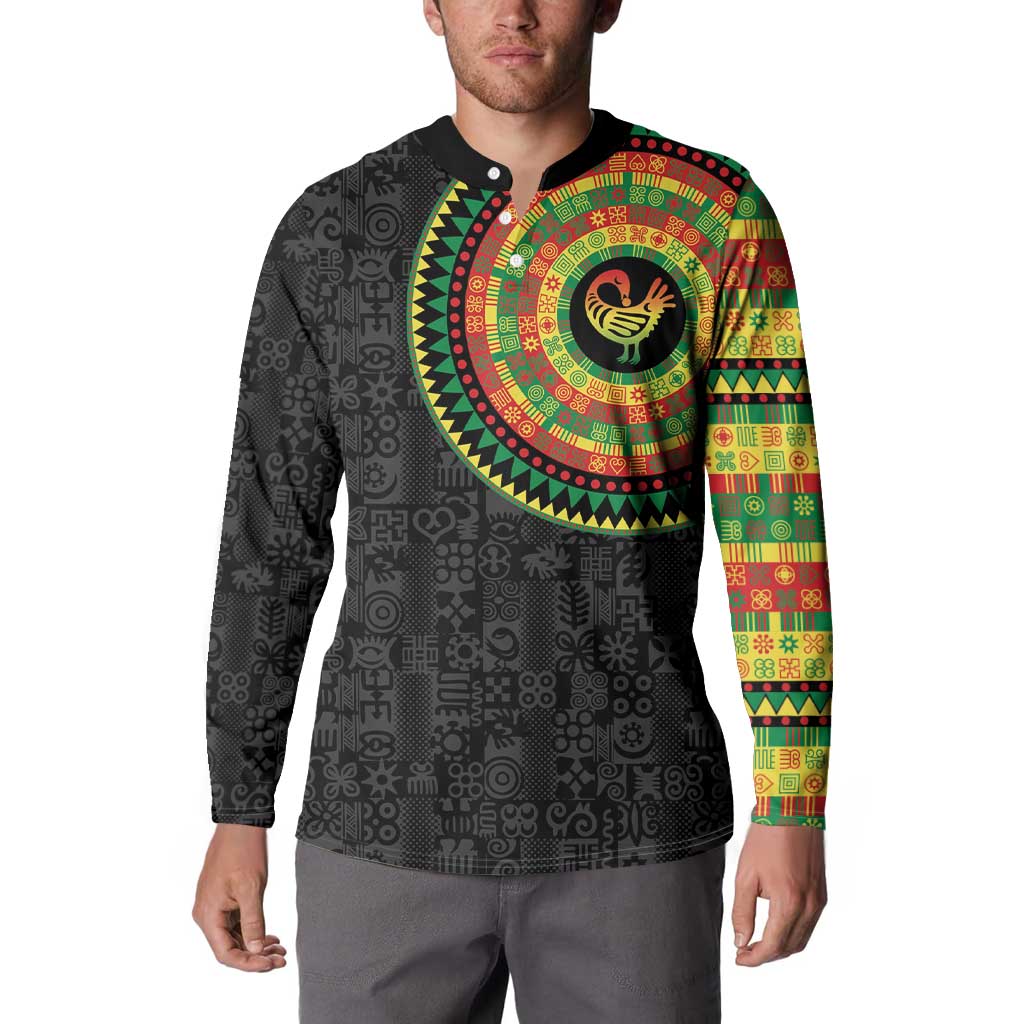 Sankofa Bird Adinkra Symbols Button Sweatshirt African Culture