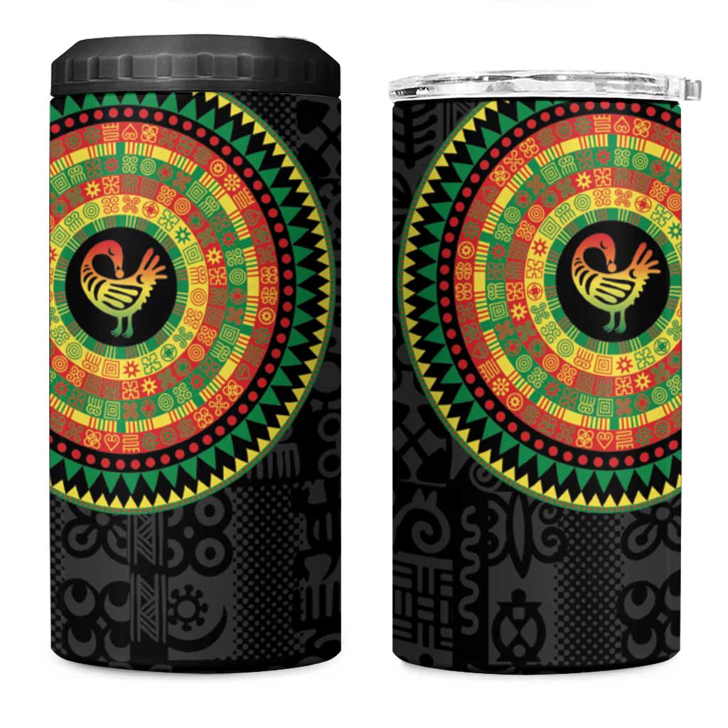Sankofa Bird Adinkra Symbols 4 in 1 Can Cooler Tumbler African Culture
