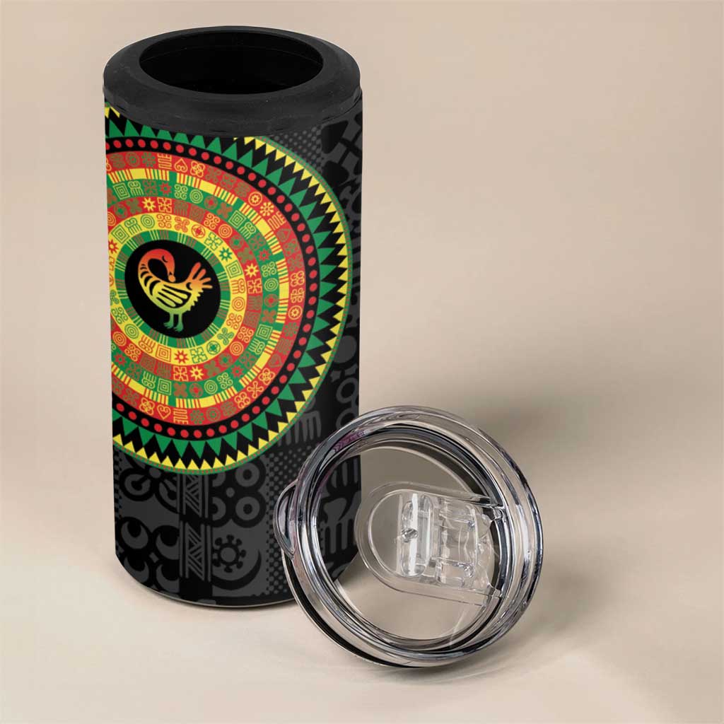 Sankofa Bird Adinkra Symbols 4 in 1 Can Cooler Tumbler African Culture