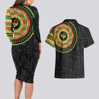 Sankofa Bird Adinkra Symbols Couples Matching Long Sleeve Bodycon Dress and Hawaiian Shirt African Culture