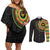 Sankofa Bird Adinkra Symbols Couples Matching Off Shoulder Short Dress and Long Sleeve Button Shirt African Culture
