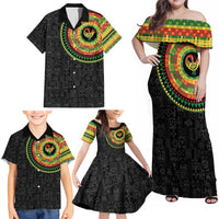Sankofa Bird Adinkra Symbols Family Matching Off Shoulder Maxi Dress and Hawaiian Shirt African Culture