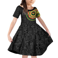 Sankofa Bird Adinkra Symbols Family Matching Off Shoulder Short Dress and Hawaiian Shirt African Culture