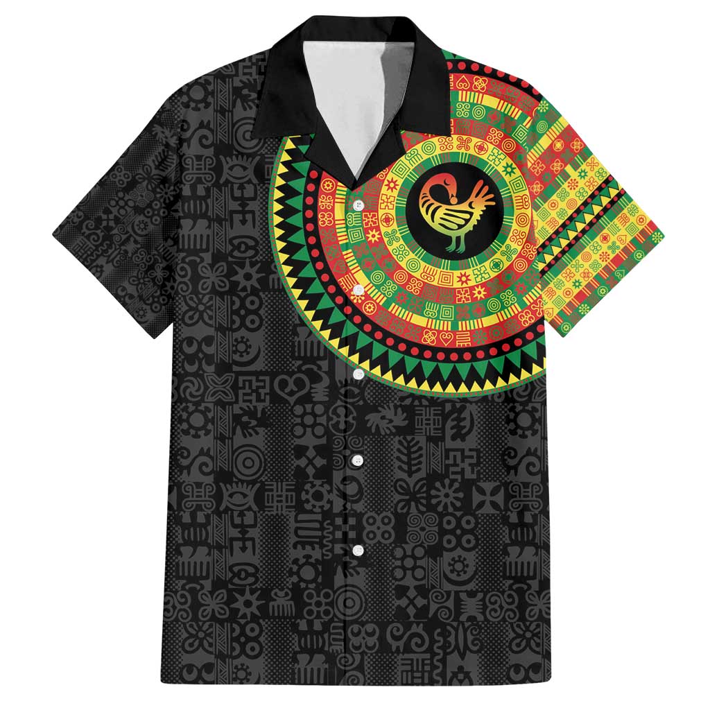 Sankofa Bird Adinkra Symbols Family Matching Off Shoulder Short Dress and Hawaiian Shirt African Culture