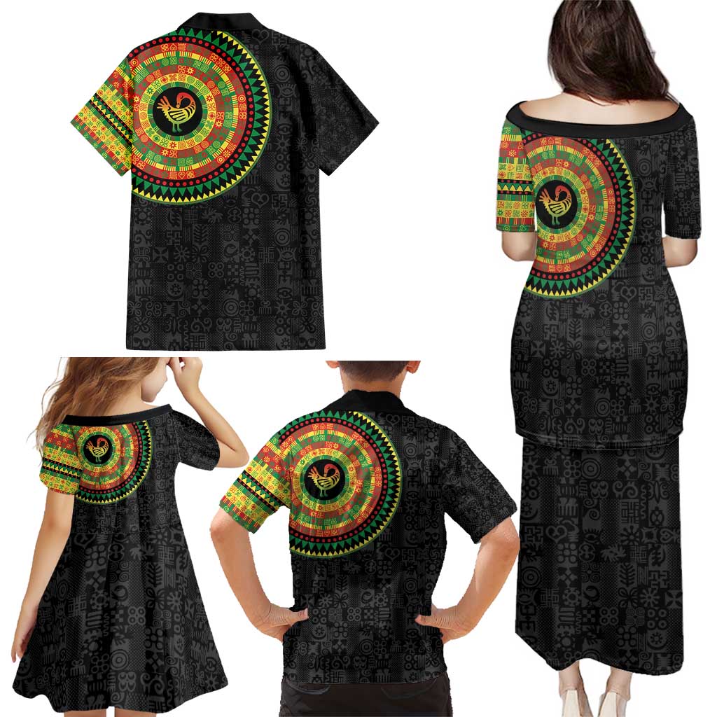Sankofa Bird Adinkra Symbols Family Matching Puletasi and Hawaiian Shirt African Culture