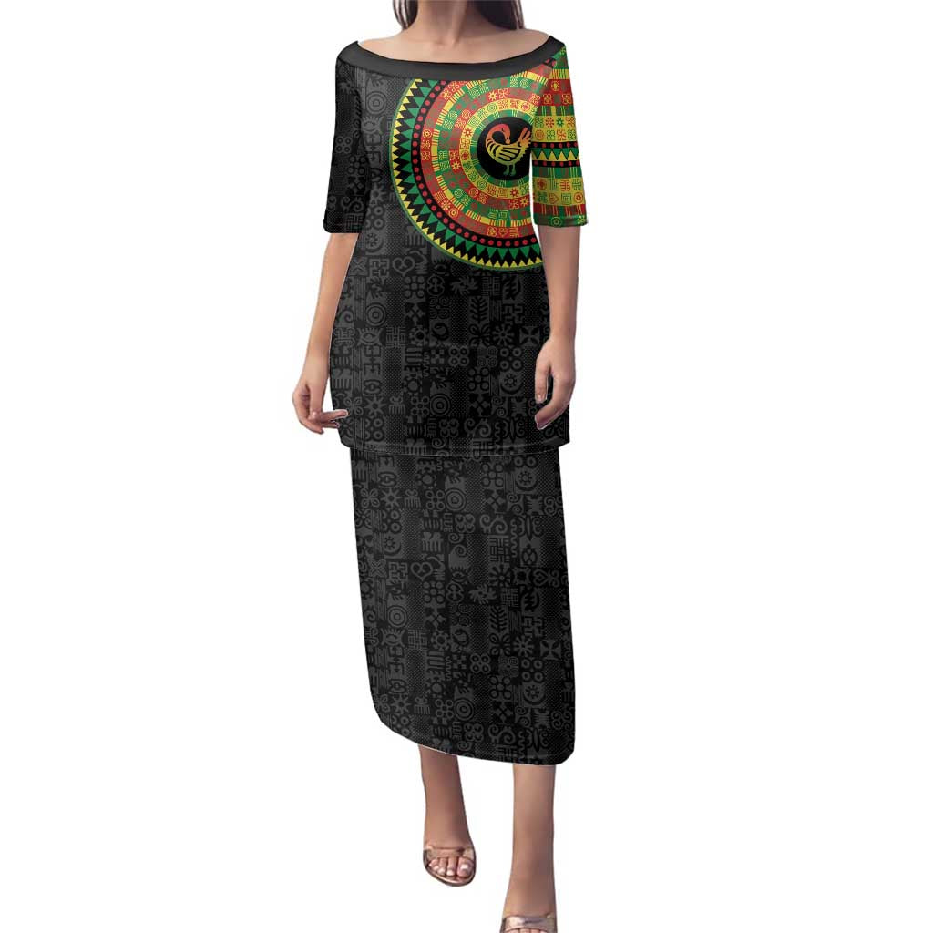 Sankofa Bird Adinkra Symbols Family Matching Puletasi and Hawaiian Shirt African Culture