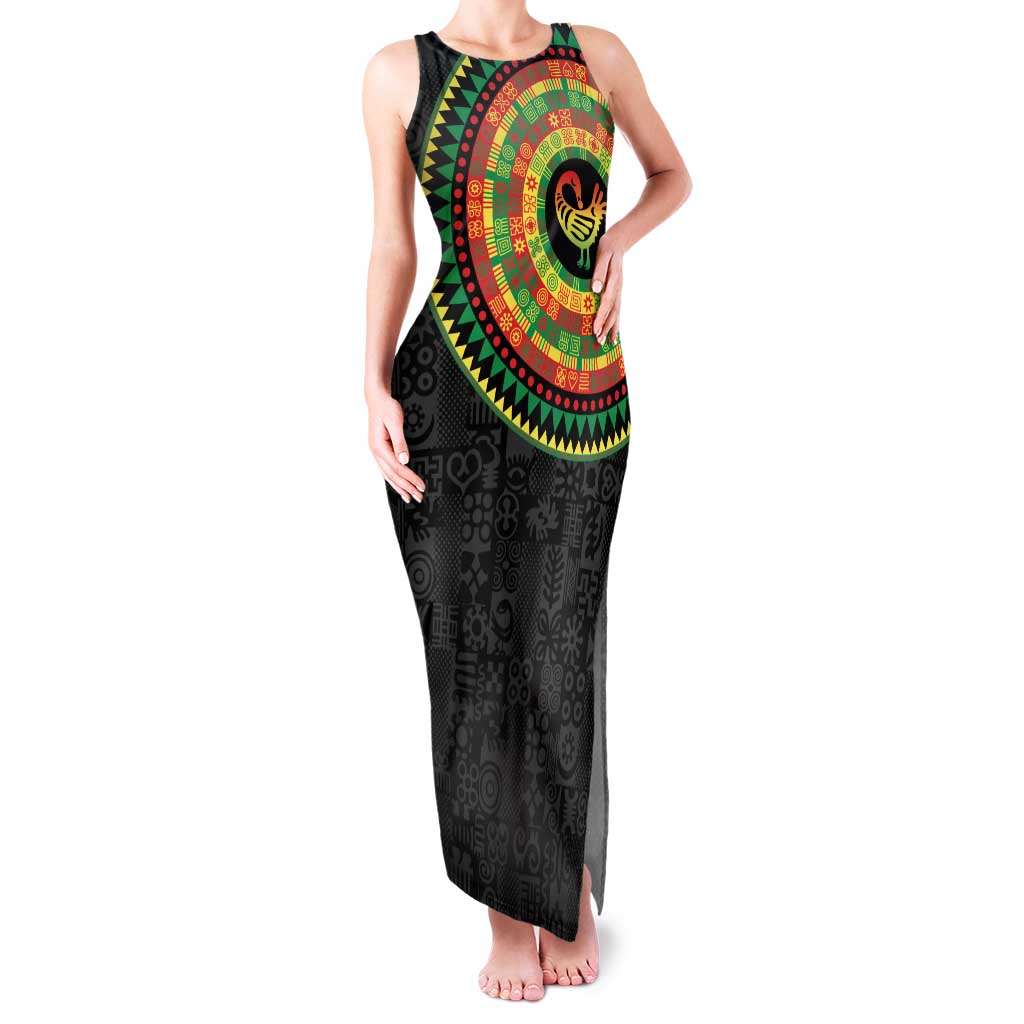 Sankofa Bird Adinkra Symbols Family Matching Tank Maxi Dress and Hawaiian Shirt African Culture