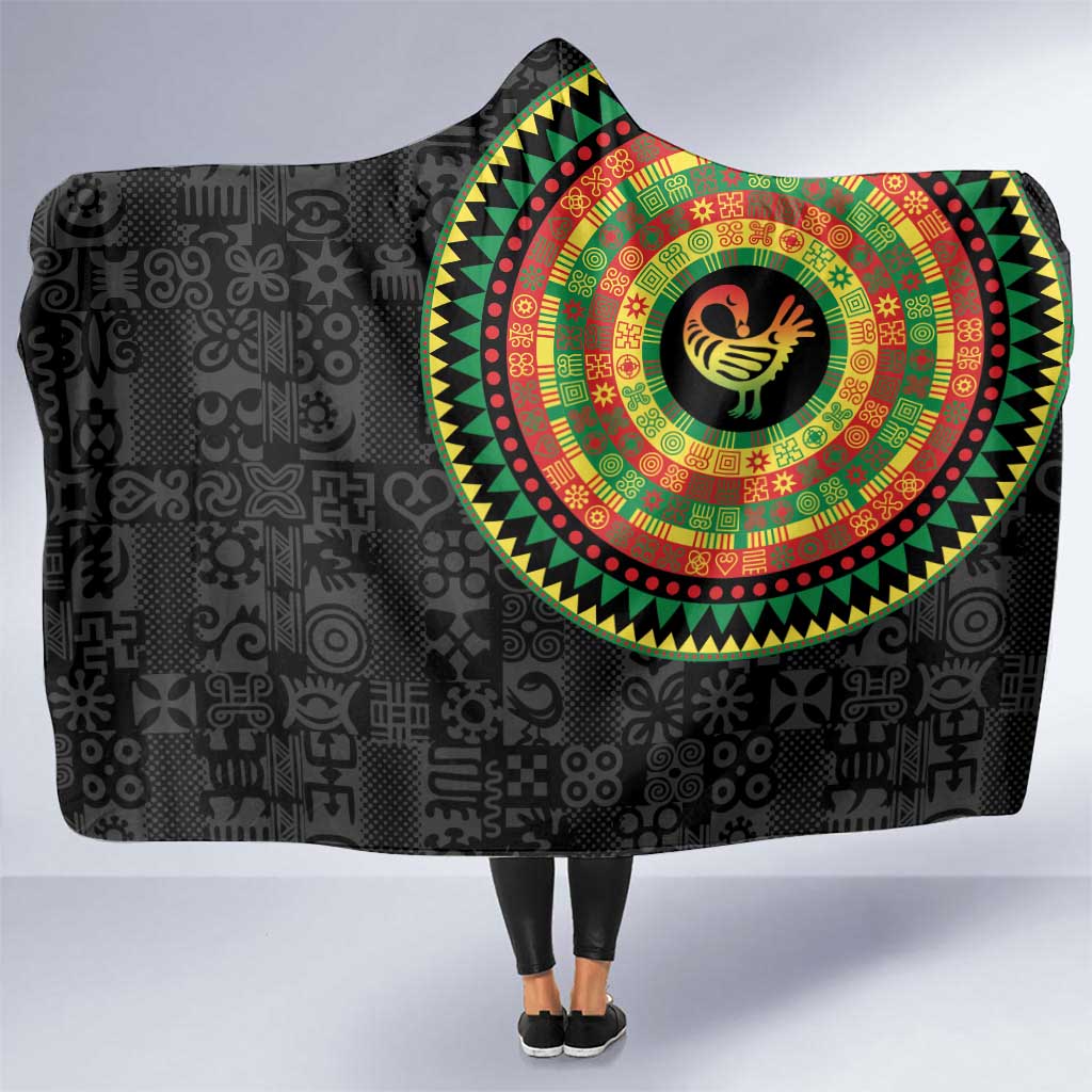 Sankofa Bird Adinkra Symbols Hooded Blanket African Culture