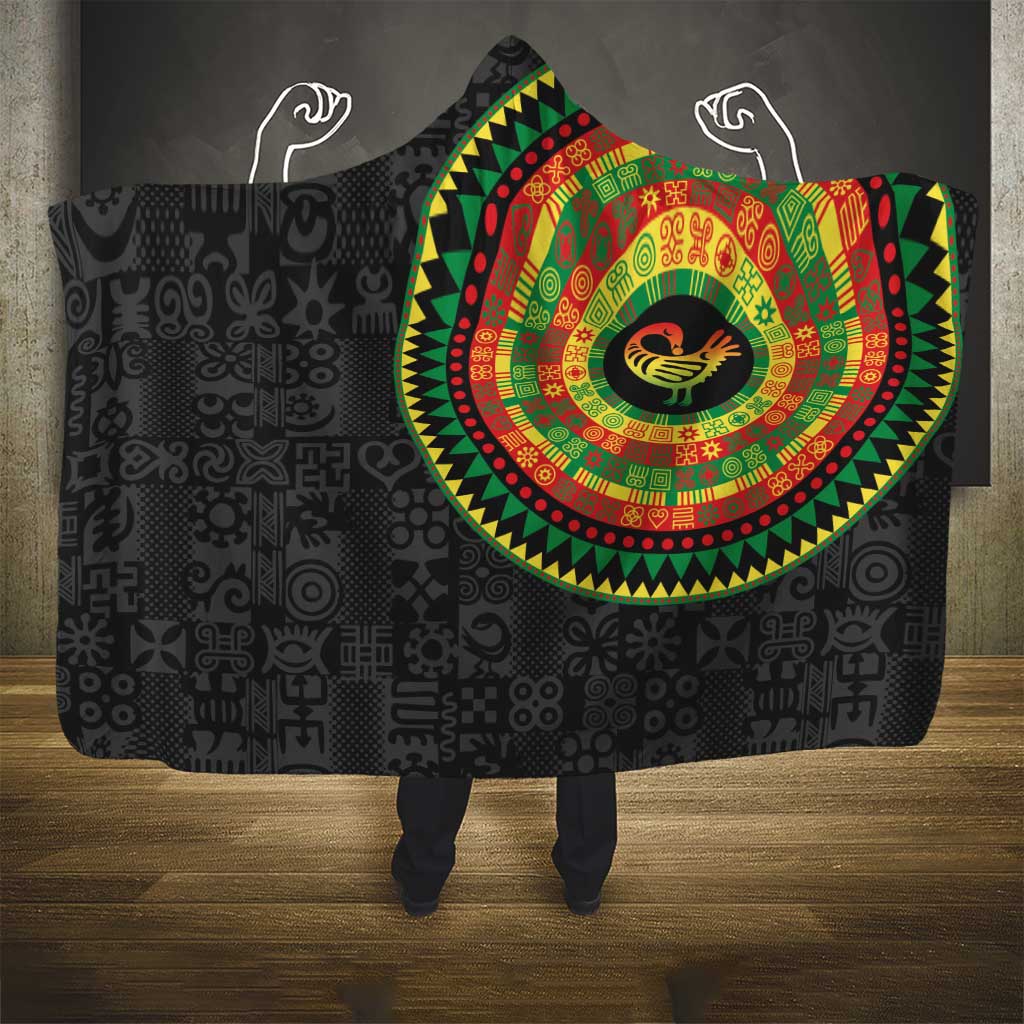 Sankofa Bird Adinkra Symbols Hooded Blanket African Culture