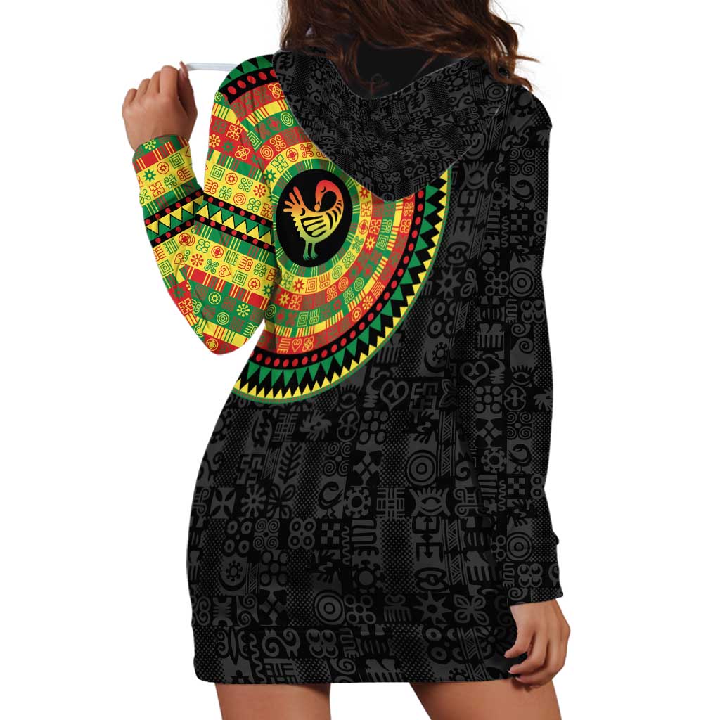 Sankofa Bird Adinkra Symbols Hoodie Dress African Culture