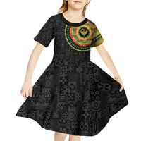 Sankofa Bird Adinkra Symbols Kid Short Sleeve Dress African Culture