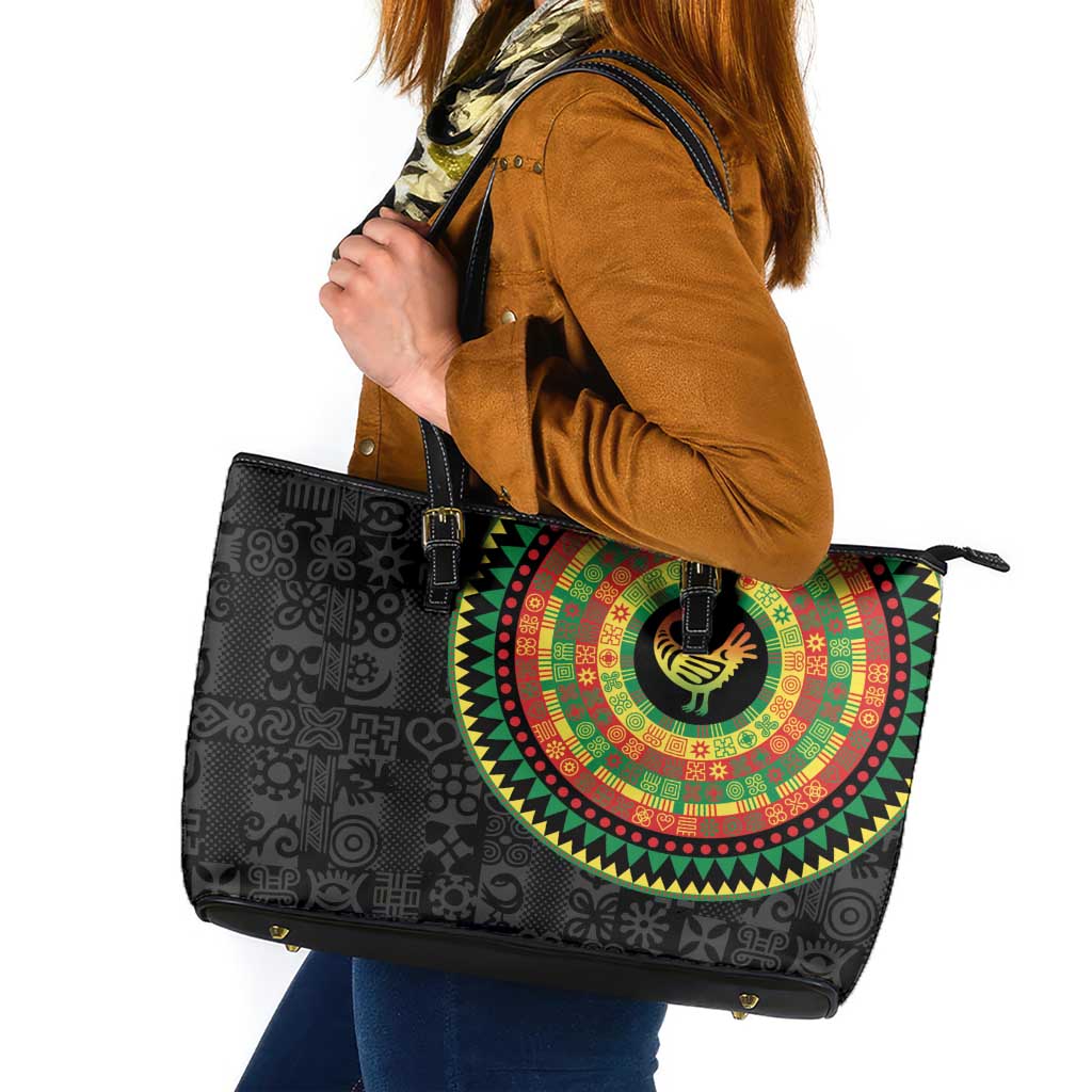 Sankofa Bird Adinkra Symbols Leather Tote Bag African Culture