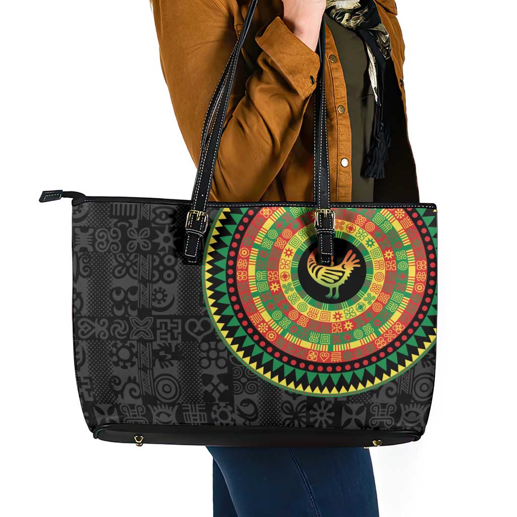 Sankofa Bird Adinkra Symbols Leather Tote Bag African Culture