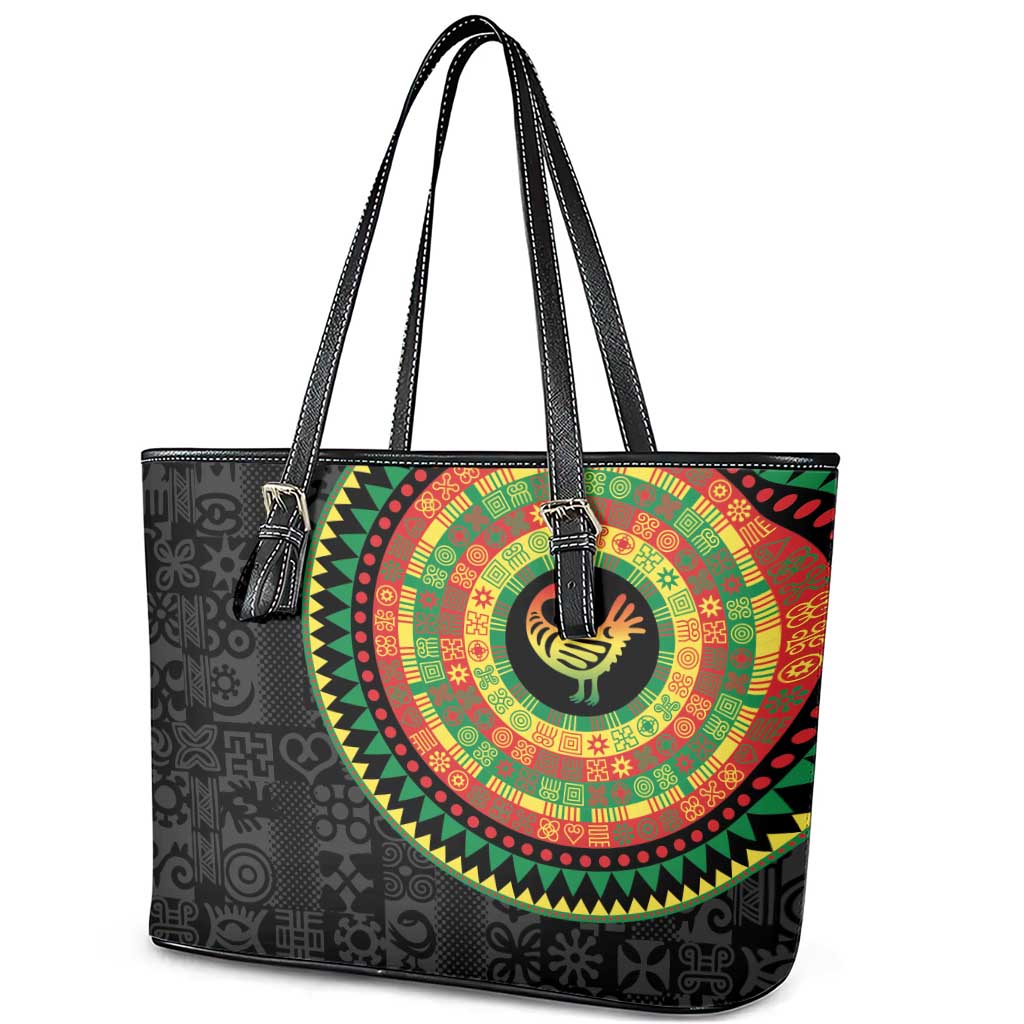 Sankofa Bird Adinkra Symbols Leather Tote Bag African Culture