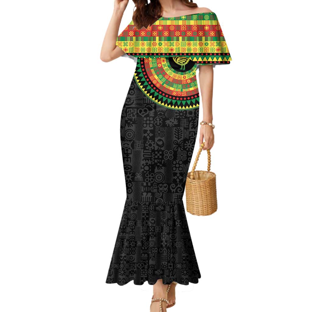 Sankofa Bird Adinkra Symbols Mermaid Dress African Culture