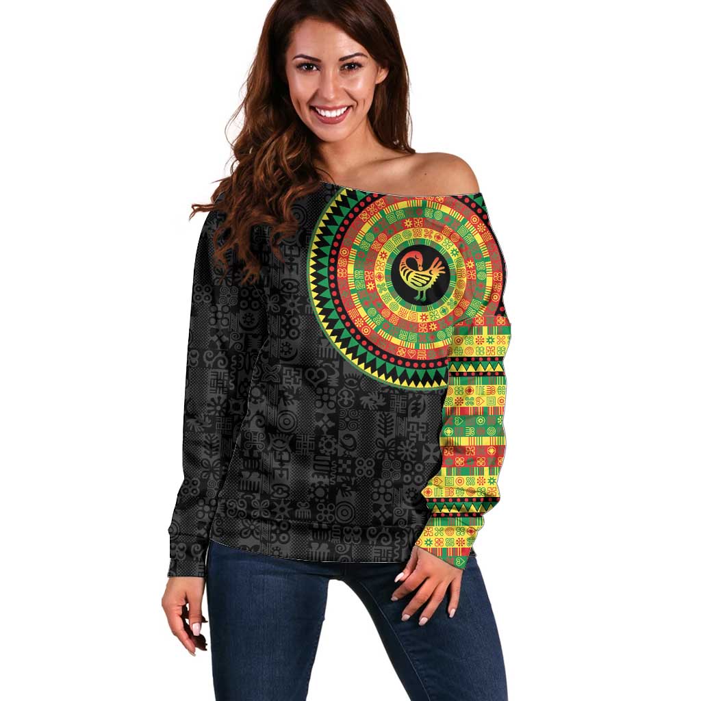 Sankofa Bird Adinkra Symbols Off Shoulder Sweater African Culture