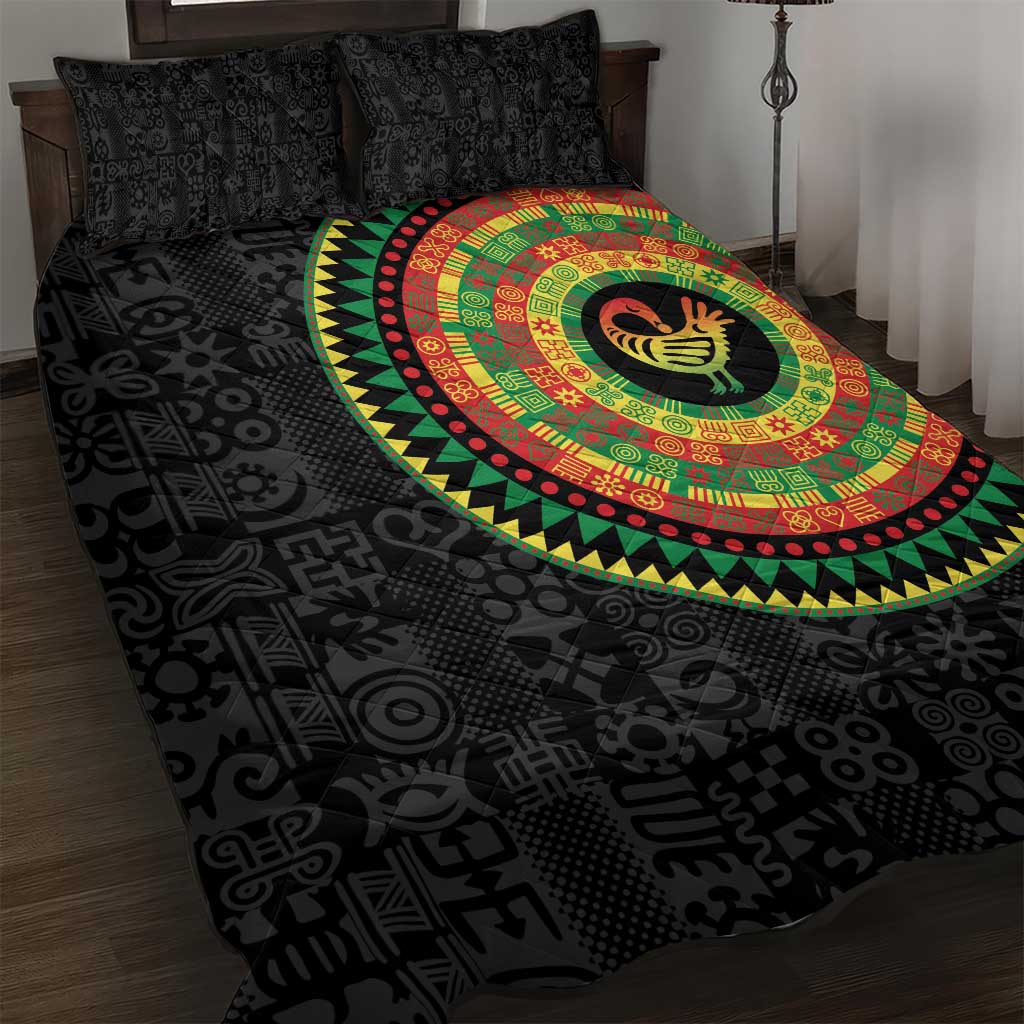 Sankofa Bird Adinkra Symbols Quilt Bed Set African Culture