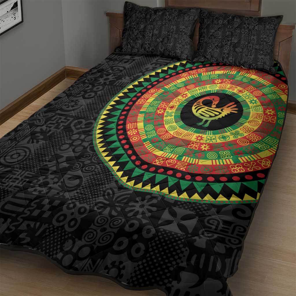 Sankofa Bird Adinkra Symbols Quilt Bed Set African Culture