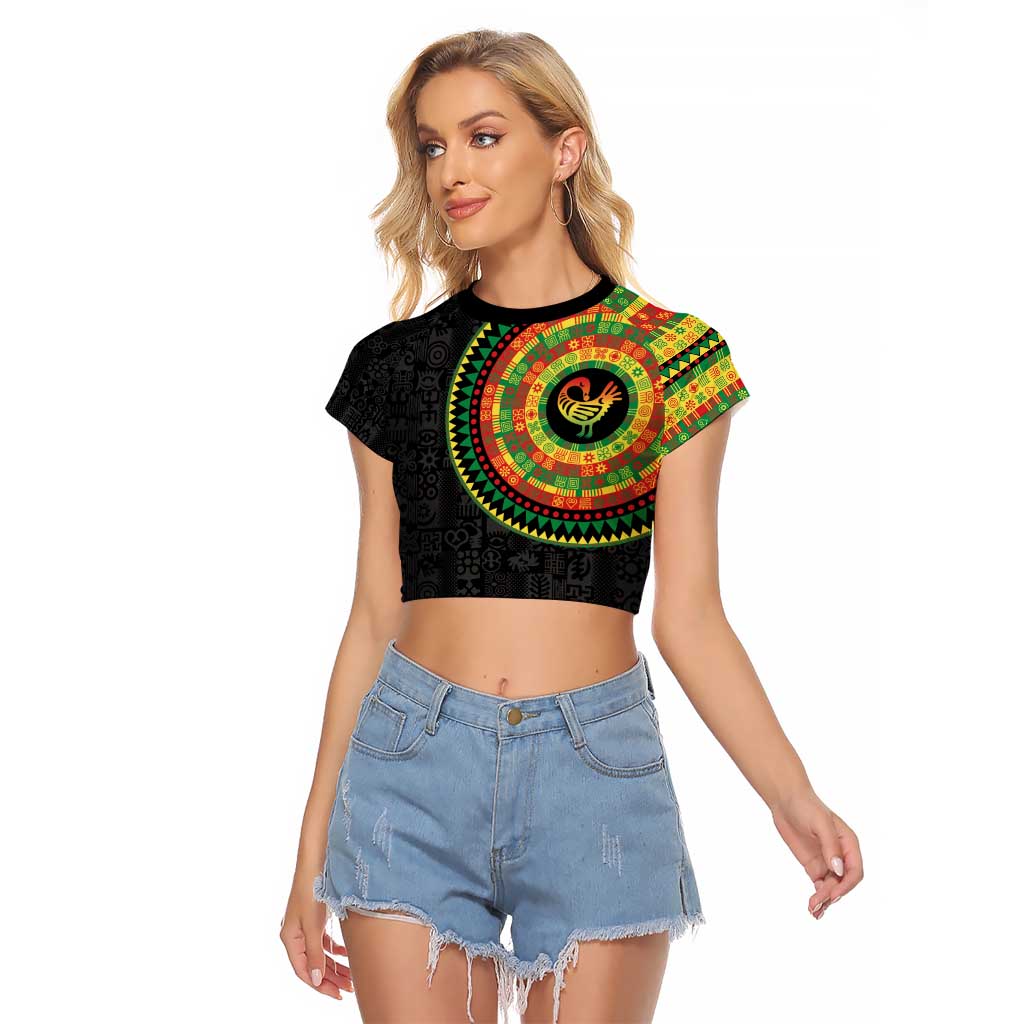 Sankofa Bird Adinkra Symbols Raglan Cropped T Shirt African Culture