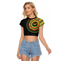 Sankofa Bird Adinkra Symbols Raglan Cropped T Shirt African Culture