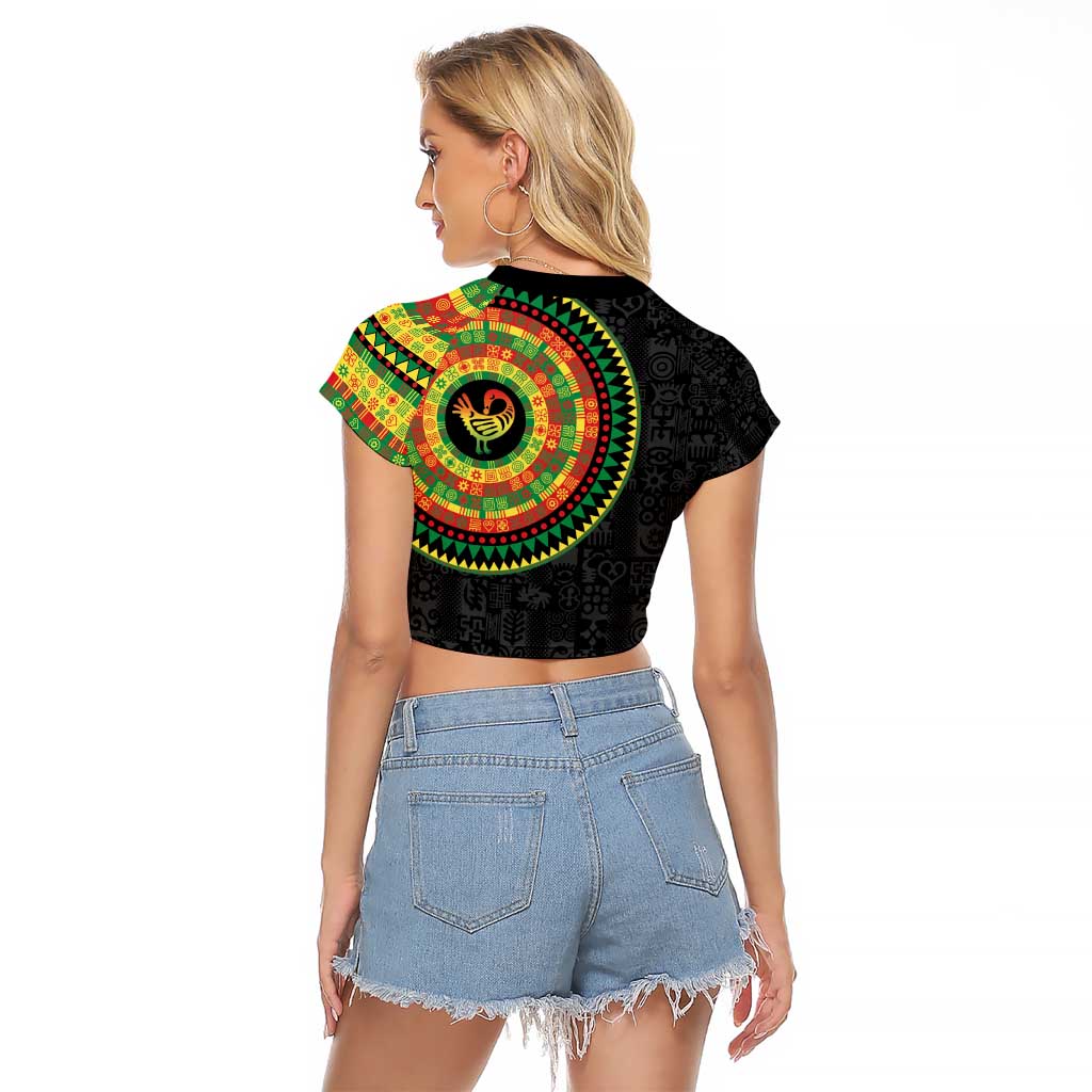 Sankofa Bird Adinkra Symbols Raglan Cropped T Shirt African Culture