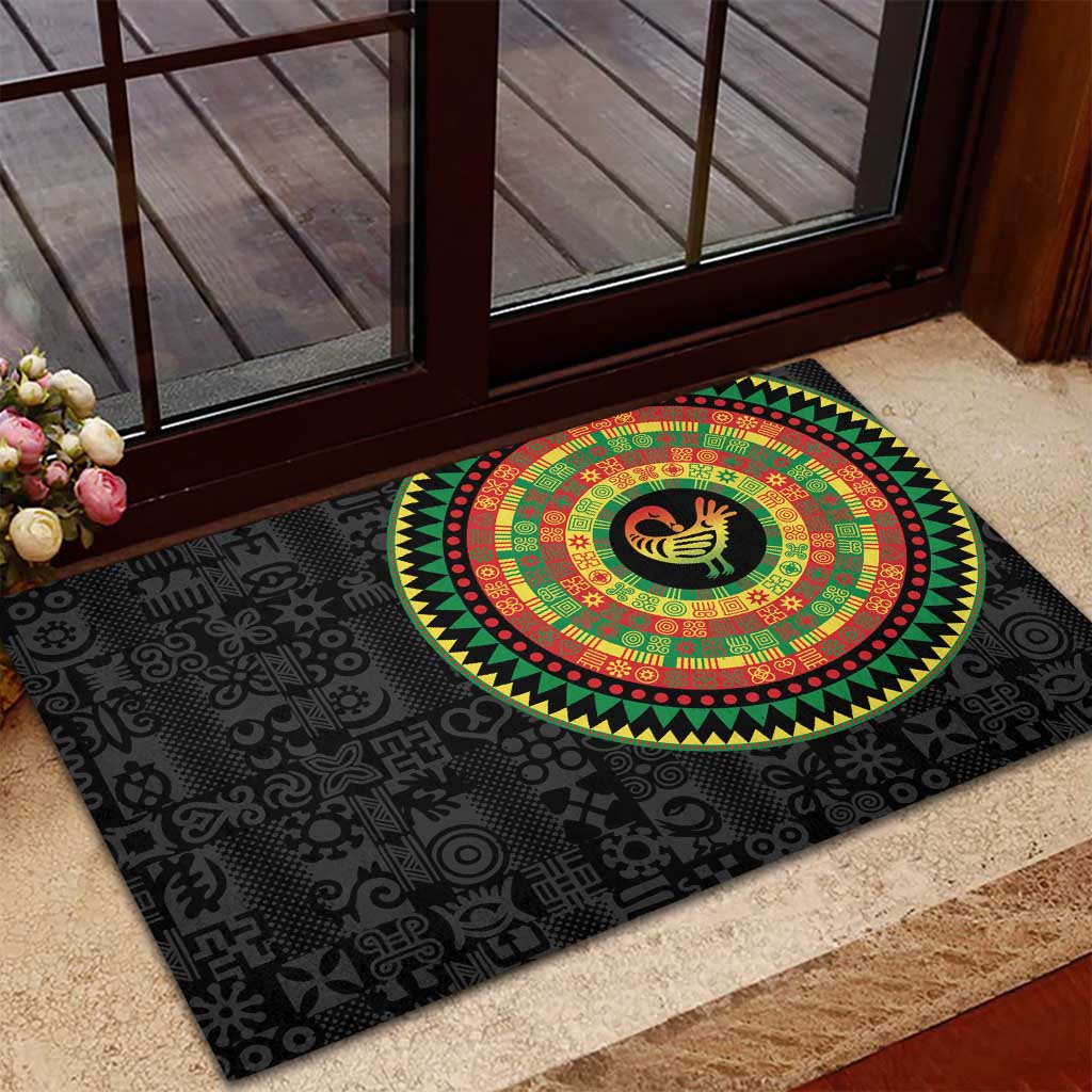 Sankofa Bird Adinkra Symbols Rubber Doormat African Culture