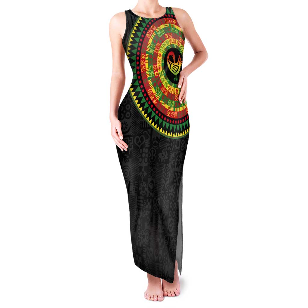 Sankofa Bird Adinkra Symbols Tank Maxi Dress African Culture
