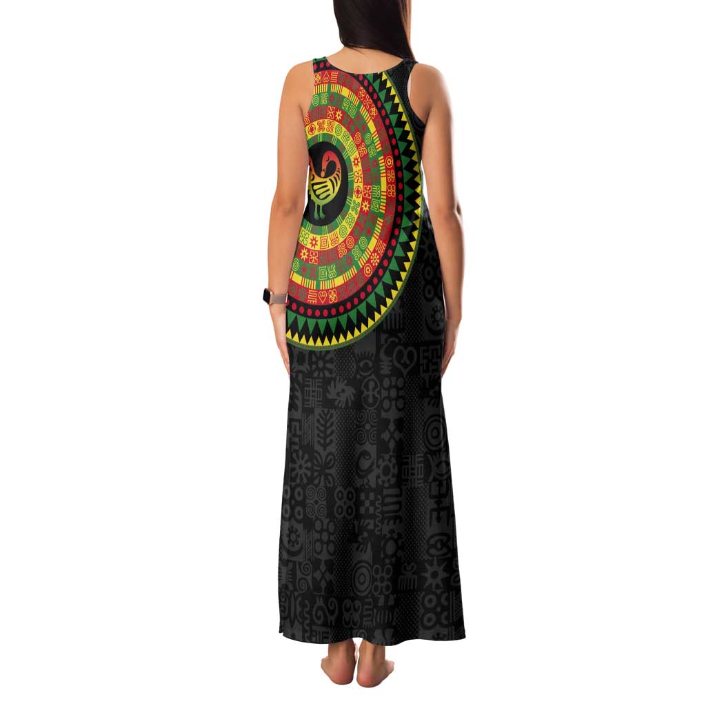 Sankofa Bird Adinkra Symbols Tank Maxi Dress African Culture