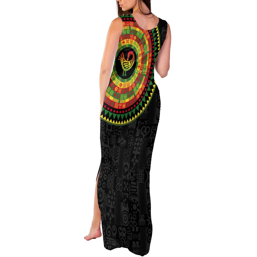 Sankofa Bird Adinkra Symbols Tank Maxi Dress African Culture