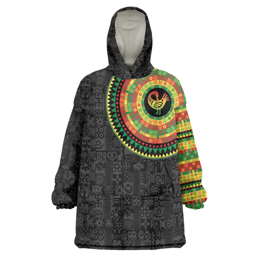 Sankofa Bird Adinkra Symbols Wearable Blanket Hoodie African Culture