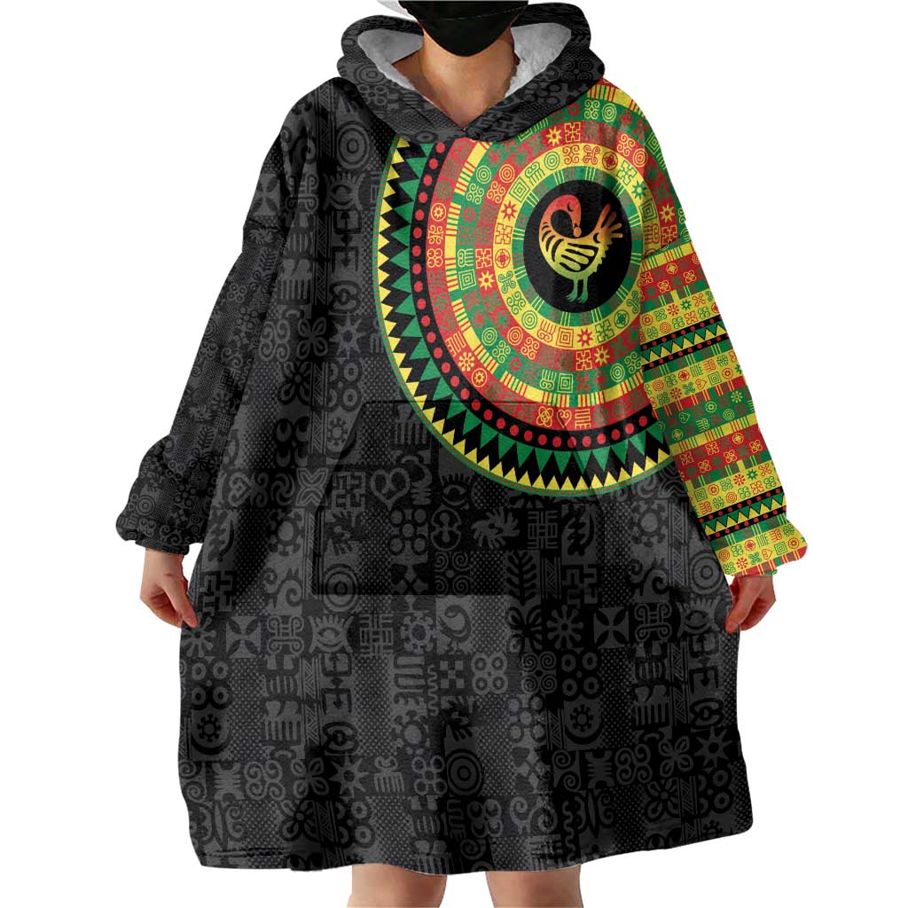 Sankofa Bird Adinkra Symbols Wearable Blanket Hoodie African Culture