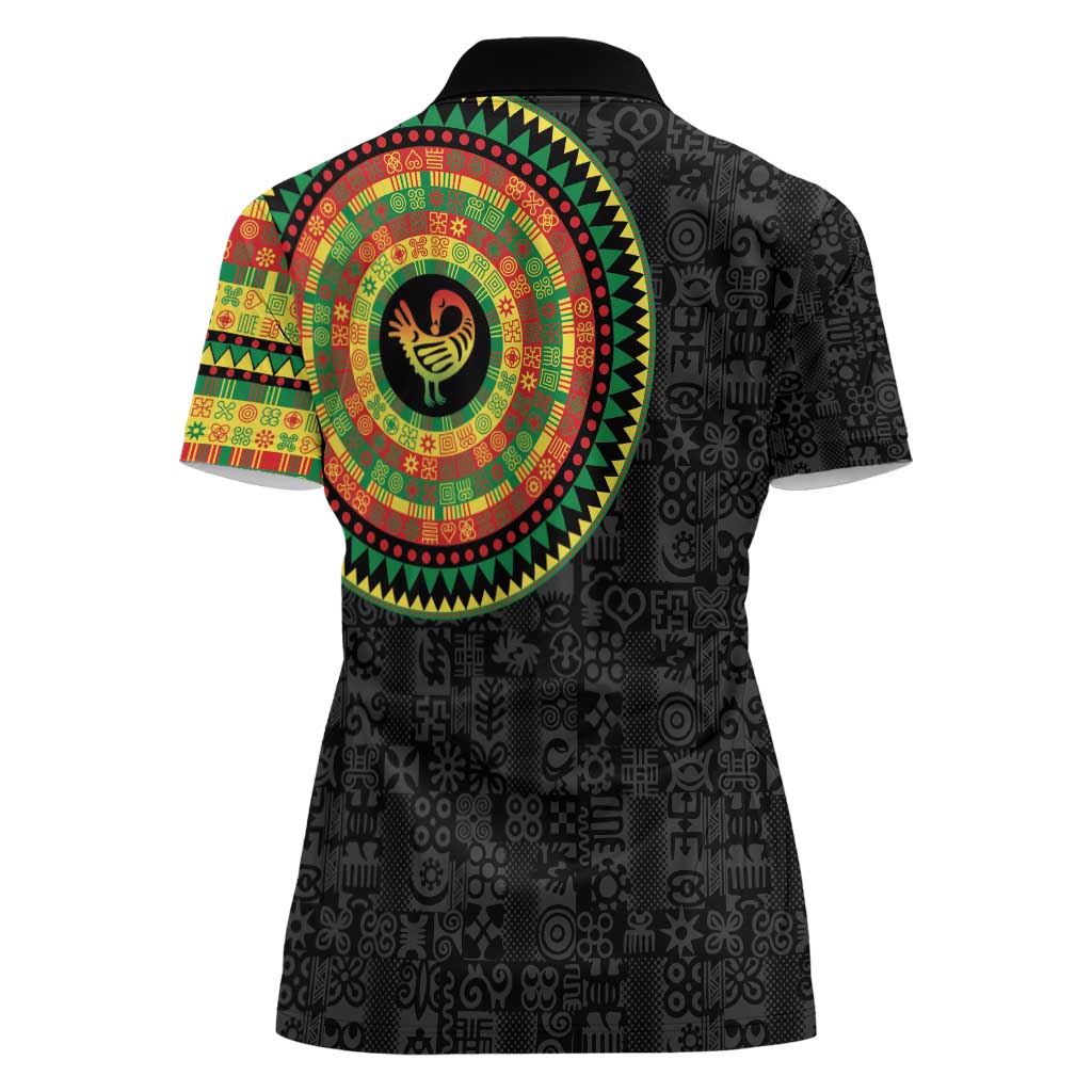 Sankofa Bird Adinkra Symbols Women Polo Shirt African Culture