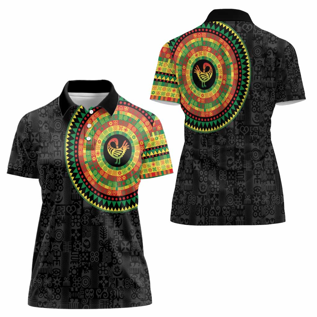 Sankofa Bird Adinkra Symbols Women Polo Shirt African Culture