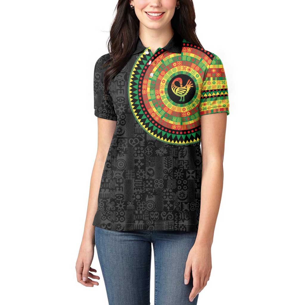 Sankofa Bird Adinkra Symbols Women Polo Shirt African Culture