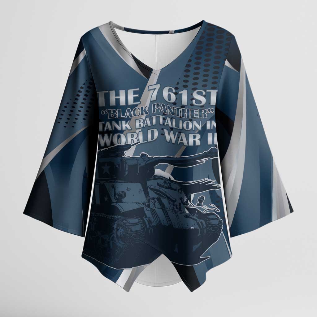 Personalized 761st Tank Battalion WWII Kimono Sleeve Blouse Black Panthers Tribute