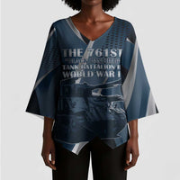 Personalized 761st Tank Battalion WWII Kimono Sleeve Blouse Black Panthers Tribute