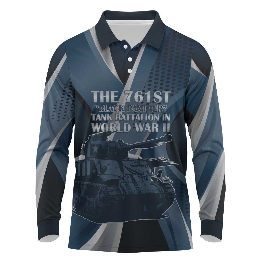 Personalized 761st Tank Battalion WWII Long Sleeve Polo Shirt Black Panthers Tribute