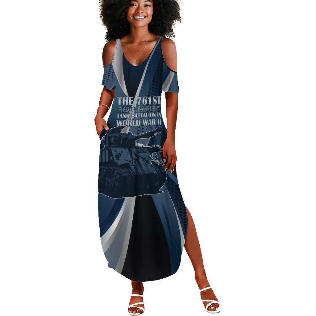 Personalized 761st Tank Battalion WWII Summer Maxi Dress Black Panthers Tribute