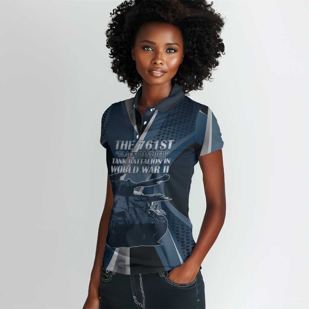 Personalized 761st Tank Battalion WWII Women Polo Shirt Black Panthers Tribute