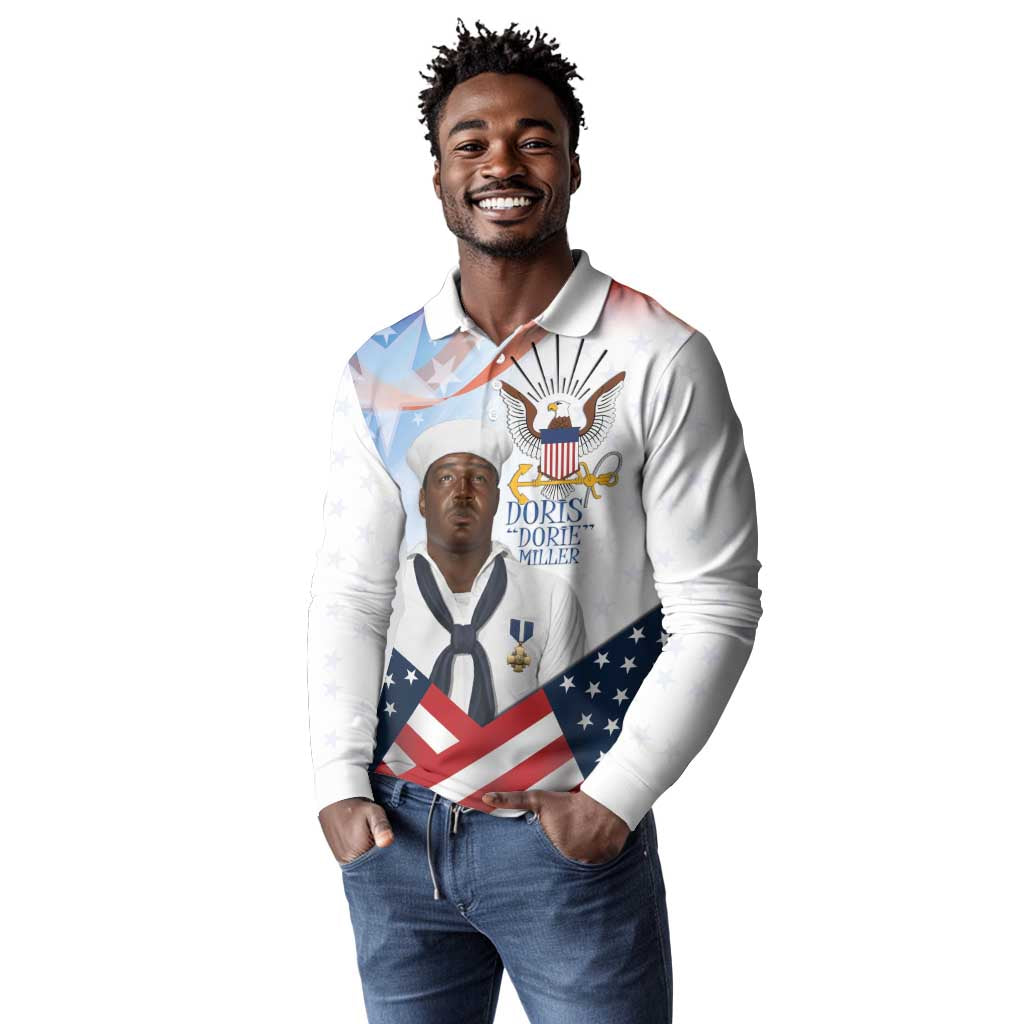 Doris Dorie Miller Long Sleeve Polo Shirt The Hero Pearl Harbor