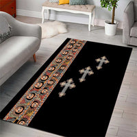 Ethiopia Angels Tilet Area Rug Ethiopian Cross Black Color