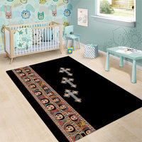 Ethiopia Angels Tilet Area Rug Ethiopian Cross Black Color