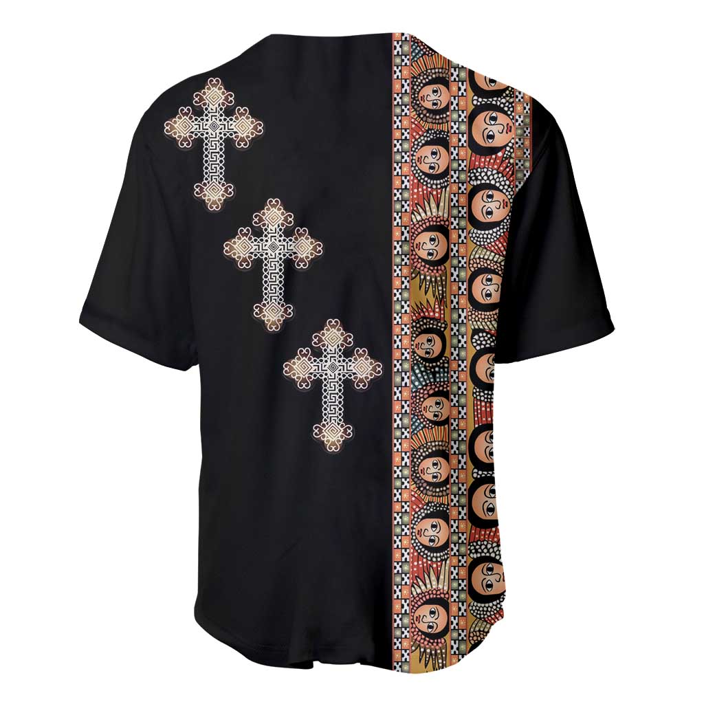 Ethiopia Angels Tilet Baseball Jersey Ethiopian Cross Black Color