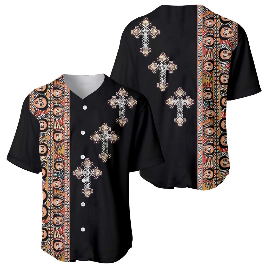 Ethiopia Angels Tilet Baseball Jersey Ethiopian Cross Black Color
