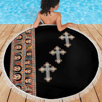 Ethiopia Angels Tilet Beach Blanket Ethiopian Cross Black Color