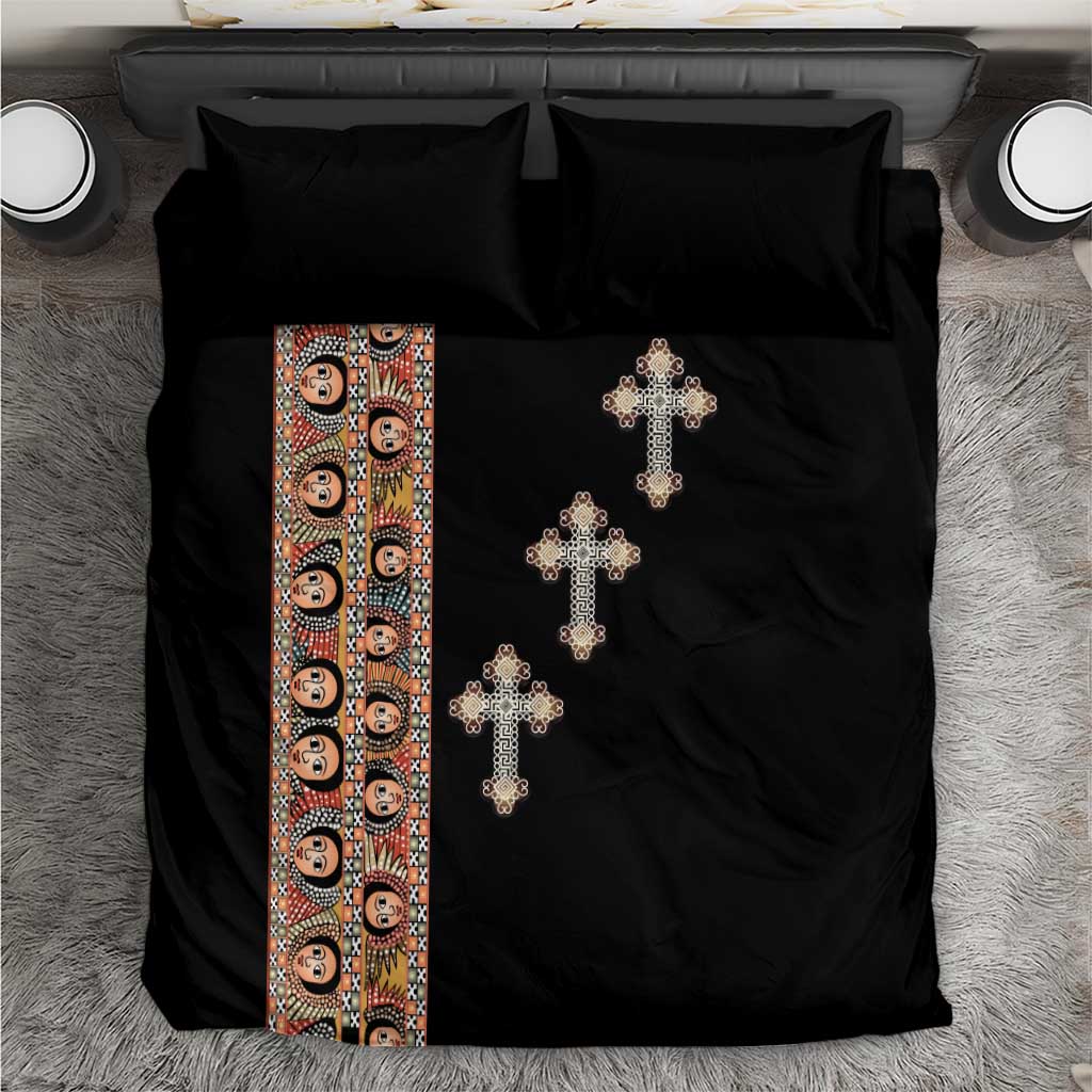 Ethiopia Angels Tilet Bedding Set Ethiopian Cross Black Color