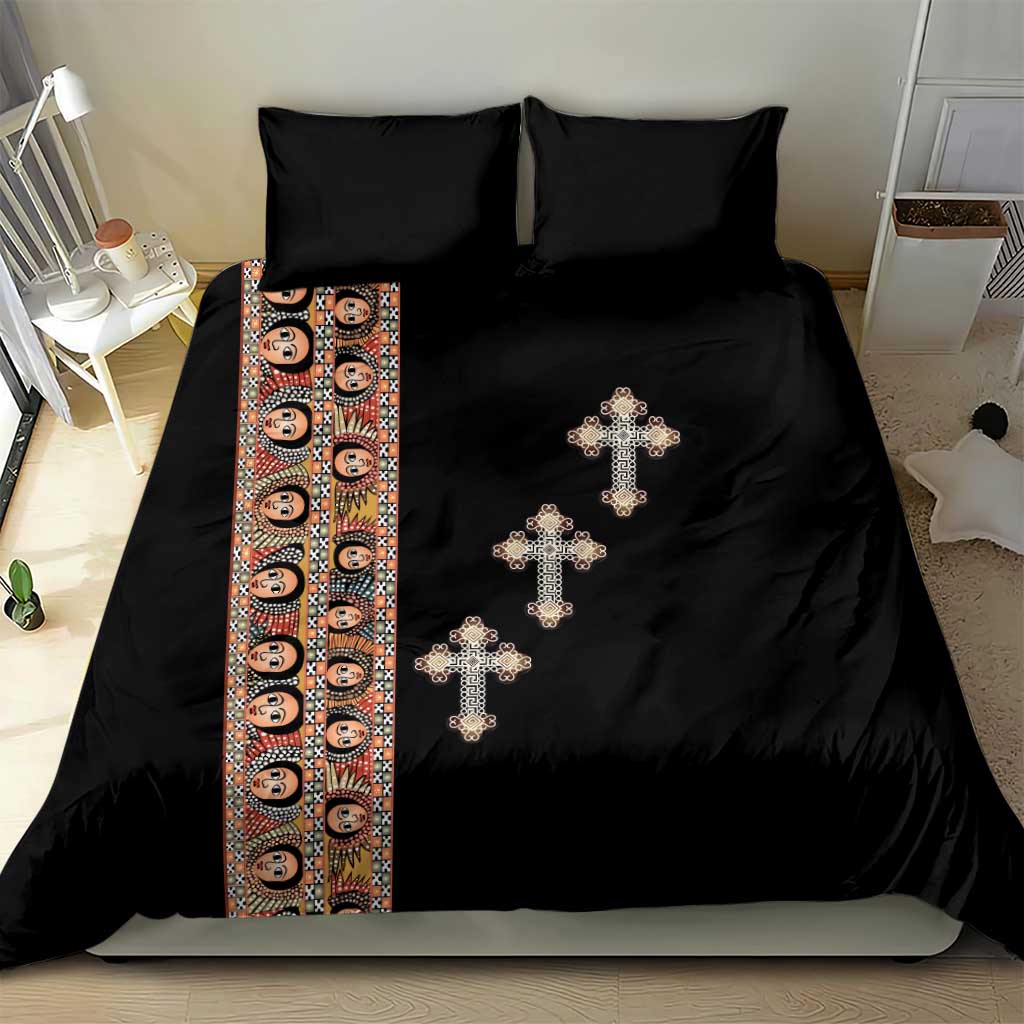 Ethiopia Angels Tilet Bedding Set Ethiopian Cross Black Color