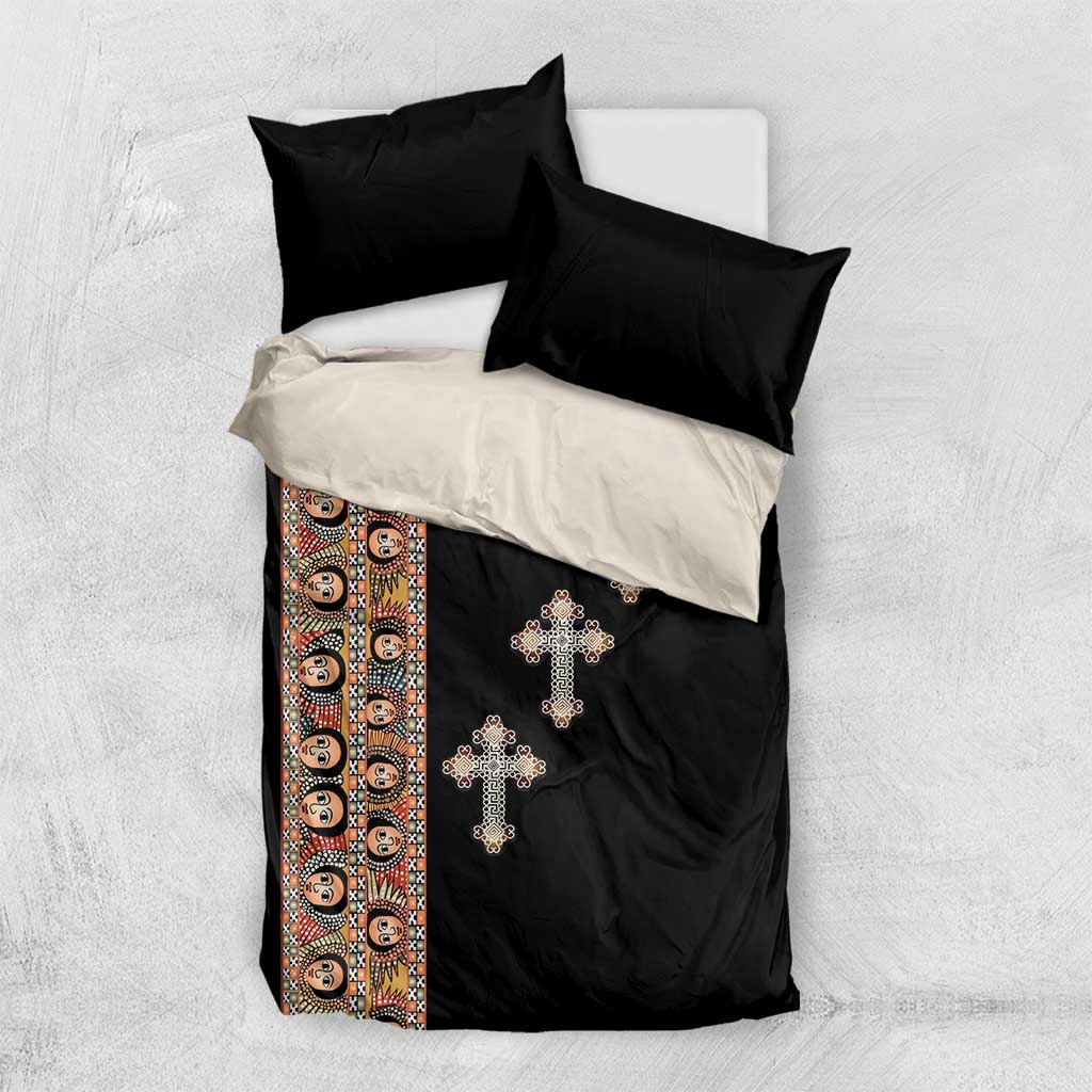 Ethiopia Angels Tilet Bedding Set Ethiopian Cross Black Color