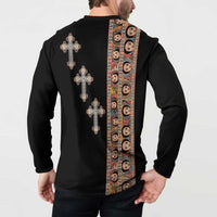 Ethiopia Angels Tilet Button Sweatshirt Ethiopian Cross Black Color